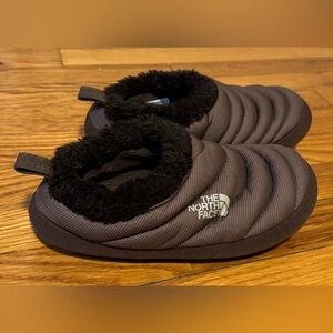 The North Face Cozy Brown Slippers, Women’s small.